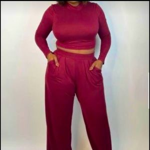 New burgundy Palazzo Pant Set